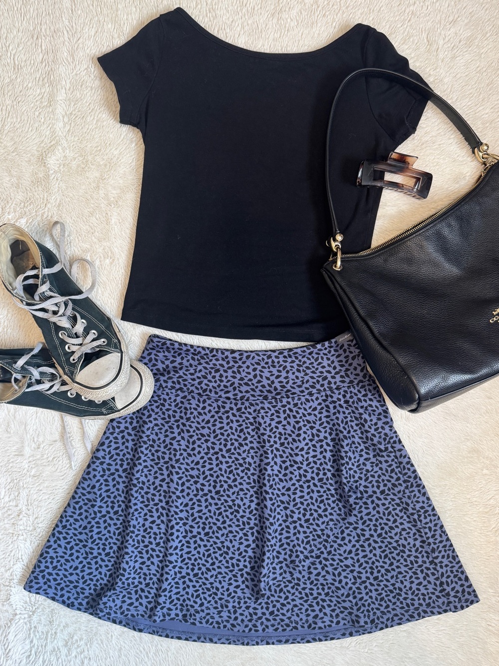 Eddie Bauer Kacey Leaf Print Blue Stretch Active Skirt